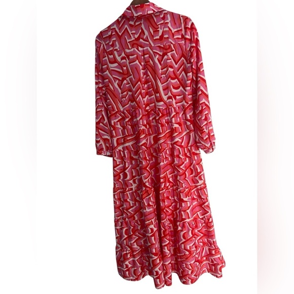 Sunday Up Gorgeous Pink Orange & White Pattern Dress - Picture 3 of 10